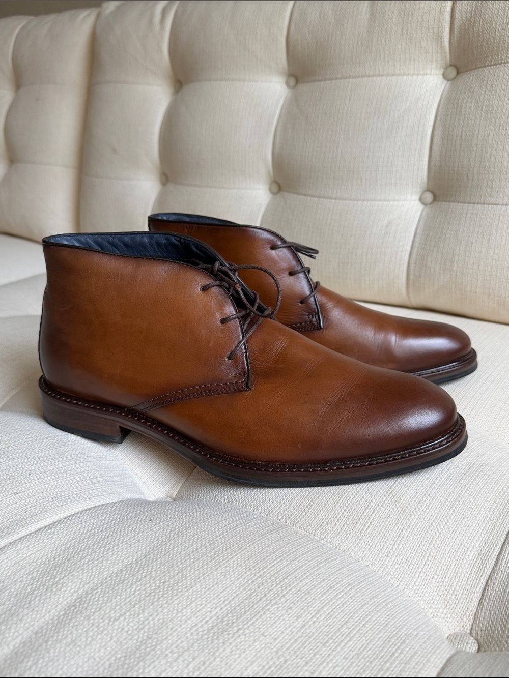 Johnston & Murphy XC Flex Raleigh Chukka boots in brown tan full-grain leather 9